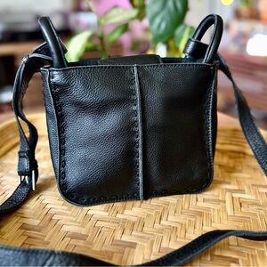 The Sak Black Leather Mini Crossbody Bag